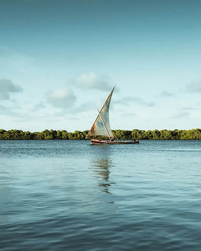 A traditional sailboat on the Kenyan coast